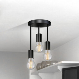 Industrial 3-Way Ceiling Light Black Metal E27 Base Holder With Adjustable Cords For Living Room Bedroom - thumbnail 6