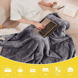 Ameha Grey Sherpa Blanket Soft Plush Skin-Friendly Fleece Throw Thick And Cozy For Sofa Bed And Travel Super King 230X270 Cm - thumbnail 2