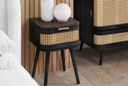 Birlea Pair Of Rattan Bedside Cabinet 1 Drawer Black Sark  Side Table - thumbnail 9