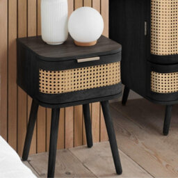 Birlea Pair Of Rattan Bedside Cabinet 1 Drawer Black Sark  Side Table - thumbnail 2