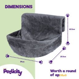 Petlicity Deluxe Radiator Cat Bed Round Grey Hammock With Raised Rim Strong Iron Frame And Removable Washable Faux Fur Cover - thumbnail 8