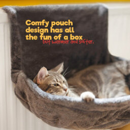 Petlicity Deluxe Radiator Cat Bed Round Grey Hammock With Raised Rim Strong Iron Frame And Removable Washable Faux Fur Cover - thumbnail 5