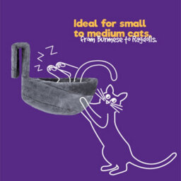 Petlicity Deluxe Radiator Cat Bed Round Grey Hammock With Raised Rim Strong Iron Frame And Removable Washable Faux Fur Cover - thumbnail 4