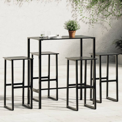 Berkfield 5 Piece Garden Bar Set Black Powder-Coated Steel - image 1
