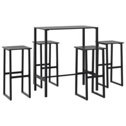 Berkfield 5 Piece Garden Bar Set Black Powder-Coated Steel - thumbnail 2