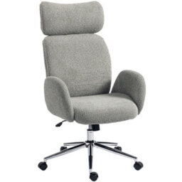 Homcom Office Chair With Adjustable Headrest, Comfy Desk Chair, Dark Grey - thumbnail 2