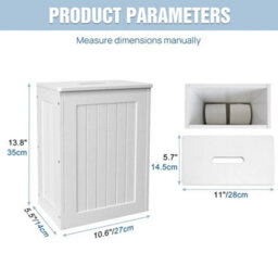 White Mdf Wood Free Standing Toilet Paper Roll Holder Bathroom Storage Cabinet - thumbnail 2
