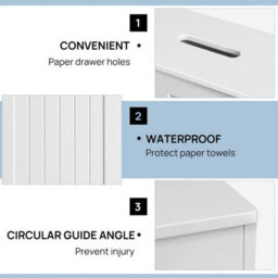 White Mdf Wood Free Standing Toilet Paper Roll Holder Bathroom Storage Cabinet - thumbnail 3