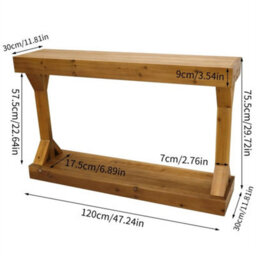 Rustic Brown-Solid 2-Tier Console Table Rustic Sideboard Hallway Side Table - thumbnail 2