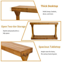 Rustic Brown-Solid 2-Tier Console Table Rustic Sideboard Hallway Side Table - thumbnail 3