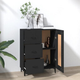 Vidaxl Sideboard Black 69.5X34X90 Cm Engineered Wood - thumbnail 3