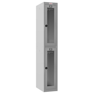 Phoenix Safe Company Phoenix Plc Series Plc1233Ggc 1 Column 2 Clear Doors Personal Locker In Grey With Combination Lock