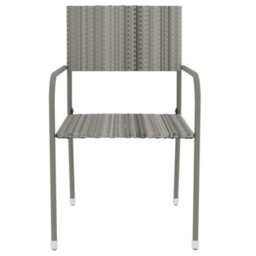 Berkfield 3 Piece Garden Dining Set Poly Rattan Grey - thumbnail 4