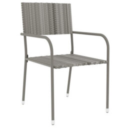 Berkfield 3 Piece Garden Dining Set Poly Rattan Grey - thumbnail 3