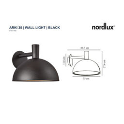 Nordlux Arki Outdoor Metal Wall Light Weatherproof Black,mains - thumbnail 6