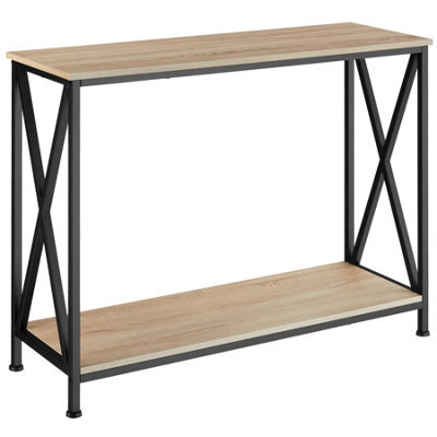 Tectake Console Table Tacoma - With 2 Shelves And Side X-Braces   - Industrial Wood Light, Oak Sonoma - image 1