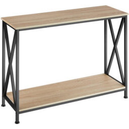 Tectake Console Table Tacoma - With 2 Shelves And Side X-Braces   - Industrial Wood Light, Oak Sonoma - thumbnail 8