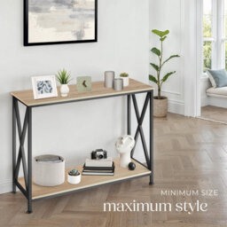 Tectake Console Table Tacoma - With 2 Shelves And Side X-Braces   - Industrial Wood Light, Oak Sonoma - thumbnail 7