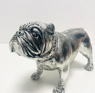 My Square Mile British Bulldog Decorative Figurine, Silver, 27Cm, Gift, Home Decor - image 1