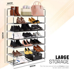 Mantraraj 7 Tier Shoe Rack Heavy Duty Metal Shoe Storage Cabinet Quick Assembly Shoe Organiser Holds Upto 35 Pairs Grey - thumbnail 2
