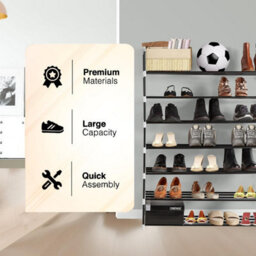 Mantraraj 7 Tier Shoe Rack Heavy Duty Metal Shoe Storage Cabinet Quick Assembly Shoe Organiser Holds Upto 35 Pairs Grey - thumbnail 5