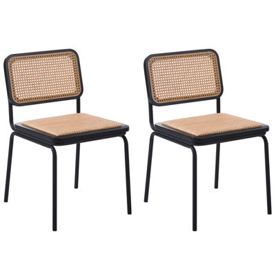 Beliani Set Of 2 Dining Chairs Corvallis Pe Rattan Black - image 1