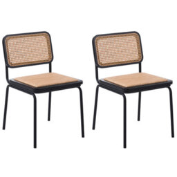 Beliani Set Of 2 Dining Chairs Corvallis Pe Rattan Black