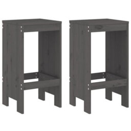 Berkfield 3 Piece Garden Bar Set Grey Solid Wood Pine - thumbnail 3