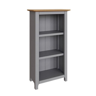 Grey 3 Tier Oak Veneer Bookcase Assembled Storage Display Unit - image 1