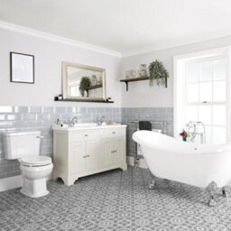 Homestylestore Antique White Double Ended Slipper Bath, 1210mm Vanity Unit Close Coupled Toilet - thumbnail 1