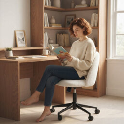 Homcom Desk Chair, Fluffy Swivel Office Chair For Makeup Vanity, Cream - thumbnail 8