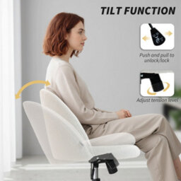 Homcom Desk Chair, Fluffy Swivel Office Chair For Makeup Vanity, Cream - thumbnail 5