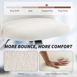 Homcom Desk Chair, Fluffy Swivel Office Chair For Makeup Vanity, Cream - thumbnail 4