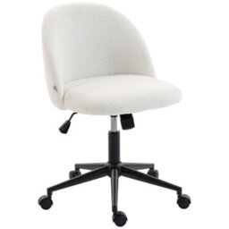 Homcom Desk Chair, Fluffy Swivel Office Chair For Makeup Vanity, Cream - thumbnail 2