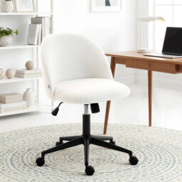 Homcom Desk Chair, Fluffy Swivel Office Chair For Makeup Vanity, Cream