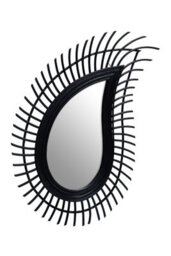 Orsina Teardrop Black Natural Rattan Wall Mirror, Large Wood Wall Mirror, Mirror With Rattan Frame, Tear Mirror - thumbnail 2