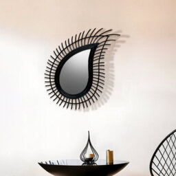 Orsina Teardrop Black Natural Rattan Wall Mirror, Large Wood Wall Mirror, Mirror With Rattan Frame, Tear Mirror - thumbnail 6