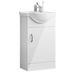 AVER-GROWTH Freestanding Bathroom Vanity Unit Gloss White Flat Pack Bathroom Cabinets Only 435(W)X260X(D)X781(H)mm With Door - thumbnail 5