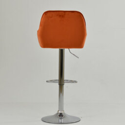 Lakeland Furniture Albany Burnt Orange Velvet Chrome Adjustable Base Bar Stool - thumbnail 6