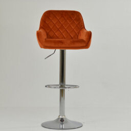 Lakeland Furniture Albany Burnt Orange Velvet Chrome Adjustable Base Bar Stool - thumbnail 3