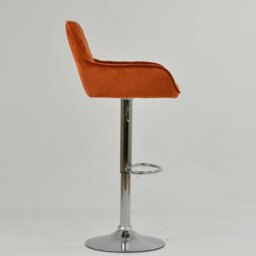 Lakeland Furniture Albany Burnt Orange Velvet Chrome Adjustable Base Bar Stool - thumbnail 5