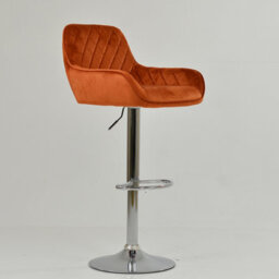 Lakeland Furniture Albany Burnt Orange Velvet Chrome Adjustable Base Bar Stool - thumbnail 4