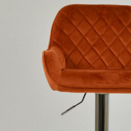 Lakeland Furniture Albany Burnt Orange Velvet Chrome Adjustable Base Bar Stool - thumbnail 8
