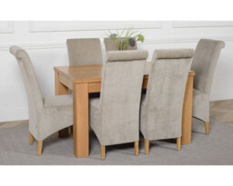 That's Furniture Dakota 127 X 82 Cm Chunky Oak Small Dining Table And 6 Chairs Dining Set With Montana Grey Fabric Chairs - thumbnail 3