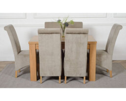 That's Furniture Dakota 127 X 82 Cm Chunky Oak Small Dining Table And 6 Chairs Dining Set With Montana Grey Fabric Chairs - thumbnail 2