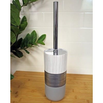 Showerdrape Luxe Grey/white Toilet Brush & Holder