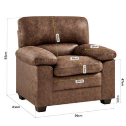 Bravich Oxford Faux Leather Armchair - Walnut Brown - thumbnail 4