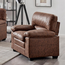 Bravich Oxford Faux Leather Armchair - Walnut Brown