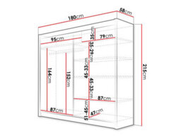 Sliding Wardrobe Talin Iii 180Cm Black Artisan Oak Finish With Mirror White/black - thumbnail 2