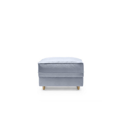 Abakus Direct Chicago Velvet Footstool In Silver Blue - image 1